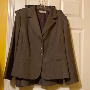 Two piece skirt suit pin-striped lined